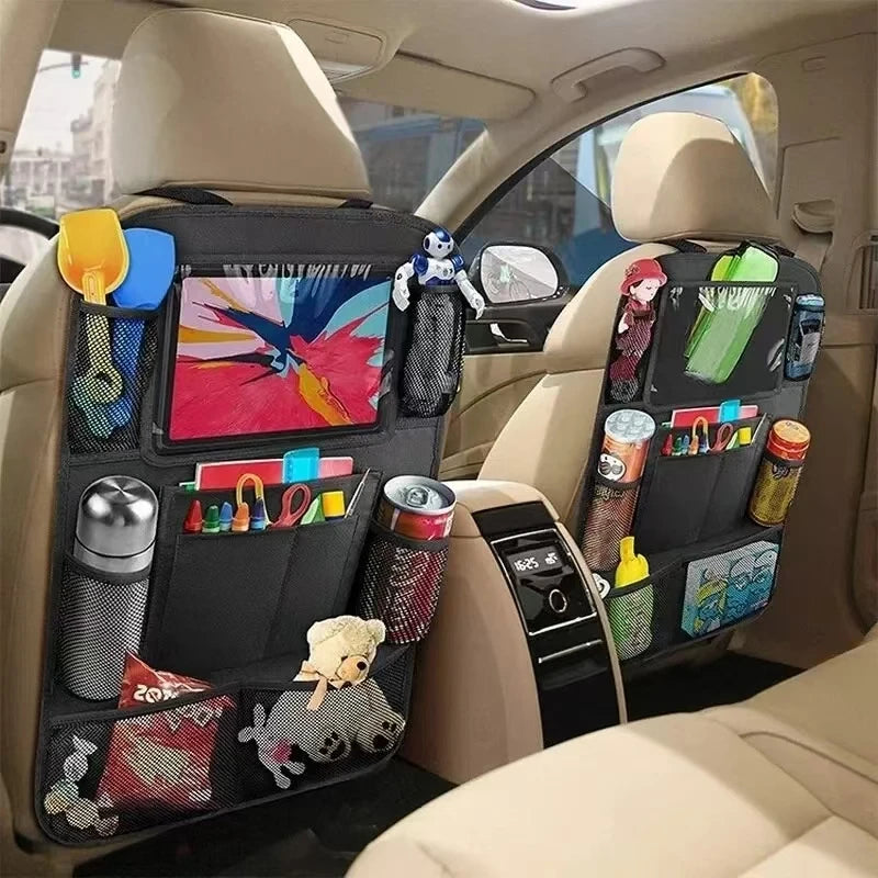 2-Pack Car Backseat Organizer with Tablet Holder – Waterproof, Universal Fit, Multi-Pocket Storage for Kids & Travel